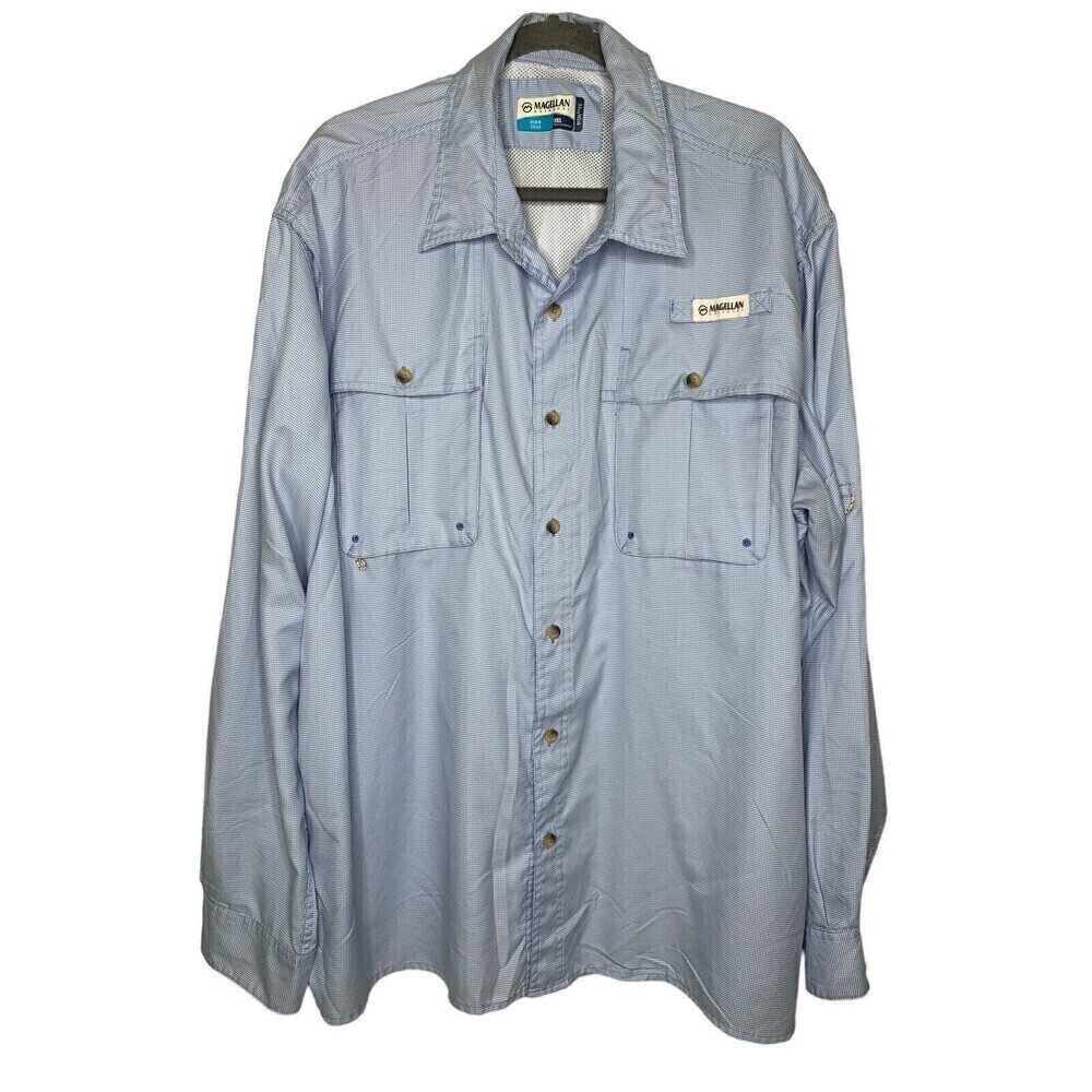 Magellan Fish Gear Mens Shirt Blue Size XXL Mag Wick Short Sleeve Vented 2XL